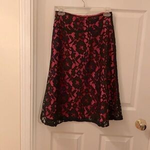 Black pink lace skirt midi formal
